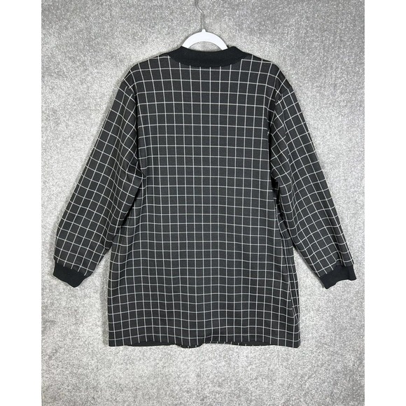 Chelsea & Theodore Woman Windowpane Full Zip Long Jacket Size 2X Black Pockets - Picture 2 of 10